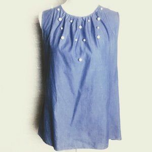 Banana Republic Blue Chambray Sleeveless Shirt Size XL